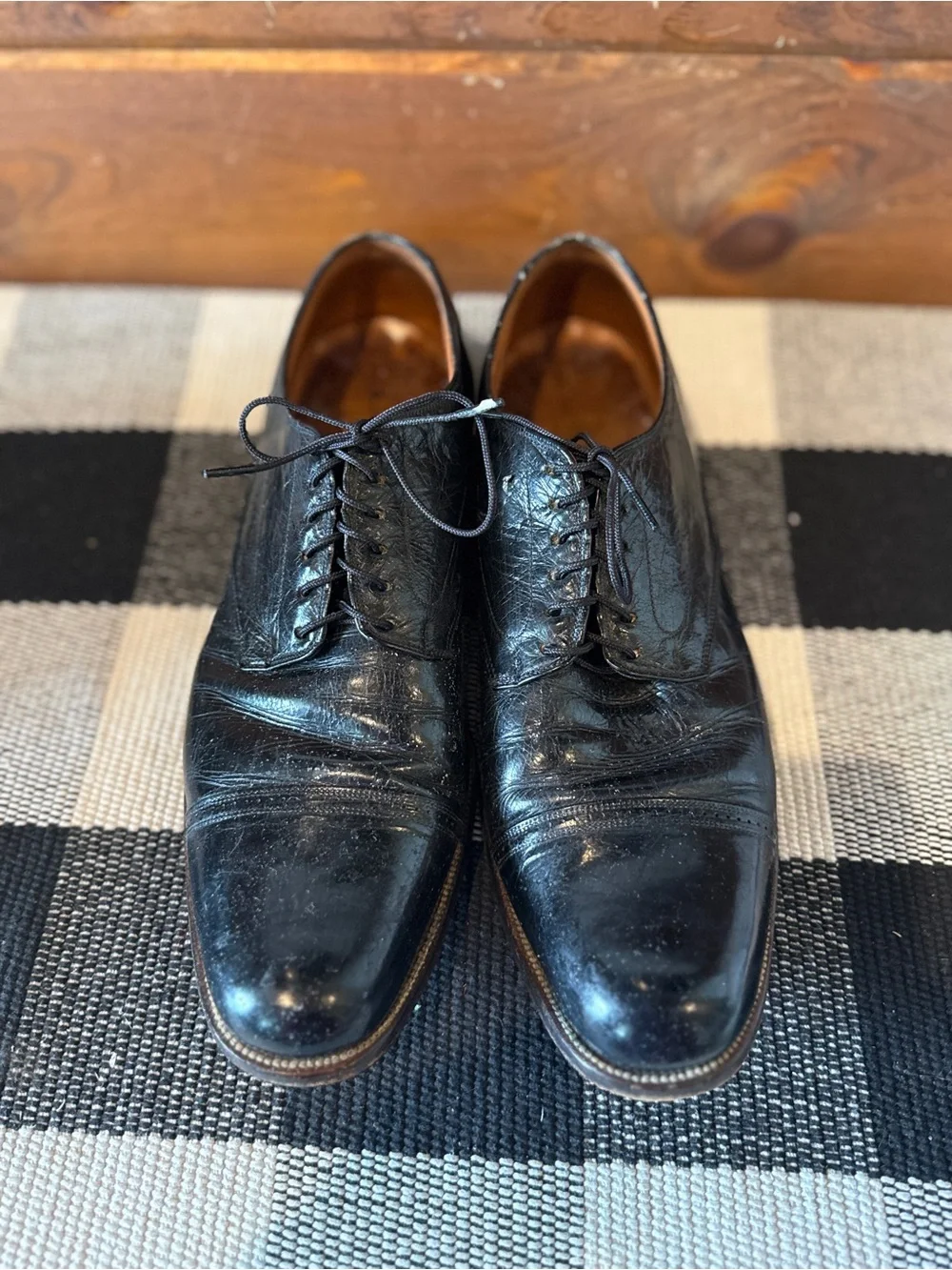 Vintage Edwin Clapp Cum Prince Black Leatger Cap Toe Oxford Dress Shoe Mend 11.5